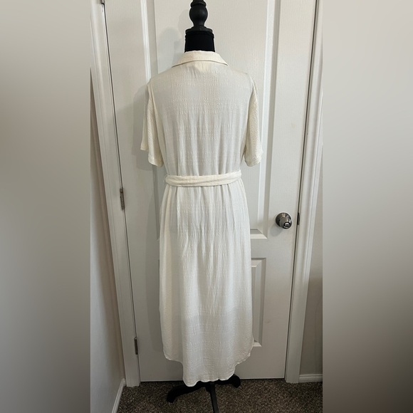 Anthropologie | Maeve Aria Textured Cream White Cotton Button Shirtdress size M - Picture 5 of 10